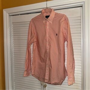 Ralph Lauren Men's Orange Plaid Button Down Shirt